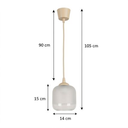 Brilagi - Pendul LED pe cablu RETRO GLASS 1xE27/60W/230V Ø 14 cm bej/alb