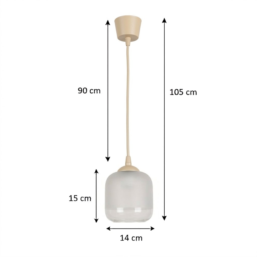 Brilagi - Pendul LED pe cablu RETRO GLASS 1xE27/60W/230V Ø 14 cm bej/alb