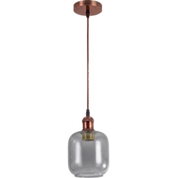 Brilagi - Pendul LED pe cablu RETRO GLASS 1xE27/60W/230V Ø 14 cm, cupru/gri fumuriu