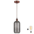Brilagi - Pendul LED pe cablu RETRO GLASS 1xE27/60W/230V Ø 14 cm cupru/gri fumuriu