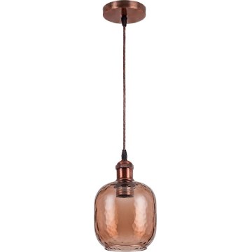 Brilagi - Pendul LED pe cablu RETRO GLASS 1xE27/60W/230V Ø 14 cm cupru/maro fumuriu