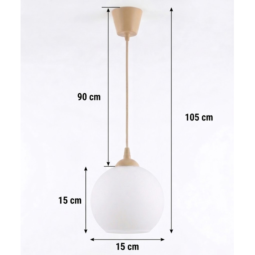 Brilagi - Pendul LED pe cablu RETRO GLASS 1xE27/60W/230V Ø 15 cm bej/alb