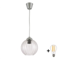 Brilagi - Pendul LED pe cablu RETRO GLASS 1xE27/60W/230V Ø 18 cm argintiu/transparent