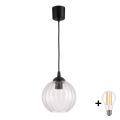 Brilagi - Pendul LED pe cablu RETRO GLASS 1xE27/60W/230V Ø 18 cm negru/transparent