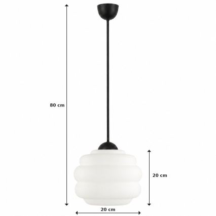 BRILAGI - Pendul LED pe cablu RETRO GLASS 1xE27/60W/230V Ø 20 cm negru/alb