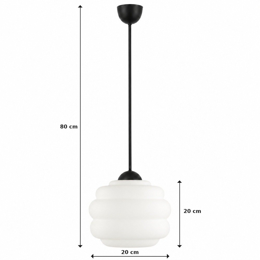 BRILAGI - Pendul LED pe cablu RETRO GLASS 1xE27/60W/230V Ø 20 cm negru/alb