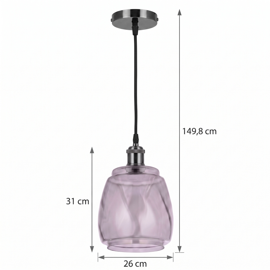 BRILAGI - Lustră LED pe cablu RETRO GLASS 1xE27/60W/230V Ø 26 cm negru/gri fumuriu