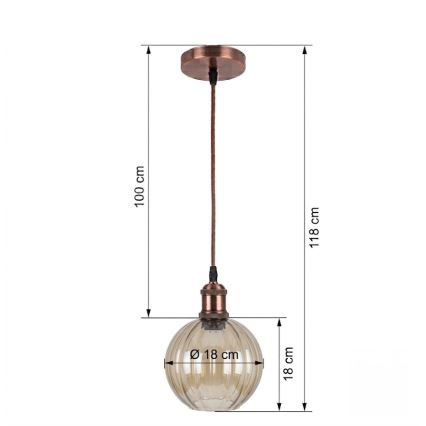 Brilagi - Lustru LED suspendat pe cablu RETRO GLASS 1xE27/60W/230V, diam. 18 cm, alb/maro fumuriu