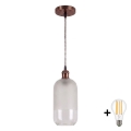 Brilagi - Pendul LED suspendat pe cablu RETRO GLASS 1xE27/60W/230V Ø 14 cm cupru/alb