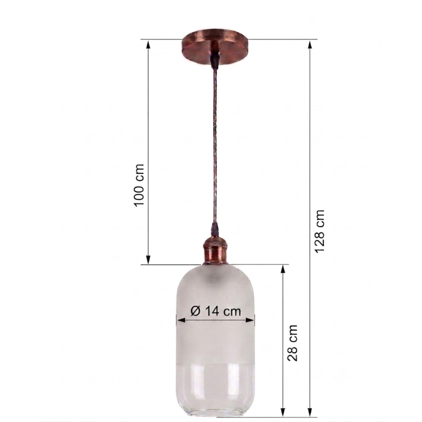 Brilagi - Pendul LED suspendat pe cablu RETRO GLASS 1xE27/60W/230V Ø 14 cm cupru/alb