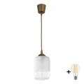 Brilagi - Pendul LED suspendat pe cablu RETRO GLASS 1xE27/60W/230V Ø 14 cm maro/alb