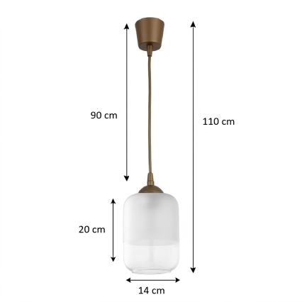BRILAGI - Pendul LED suspendat pe cablu RETRO GLASS 1xE27/60W/230V Ø 14 cm maro/alb
