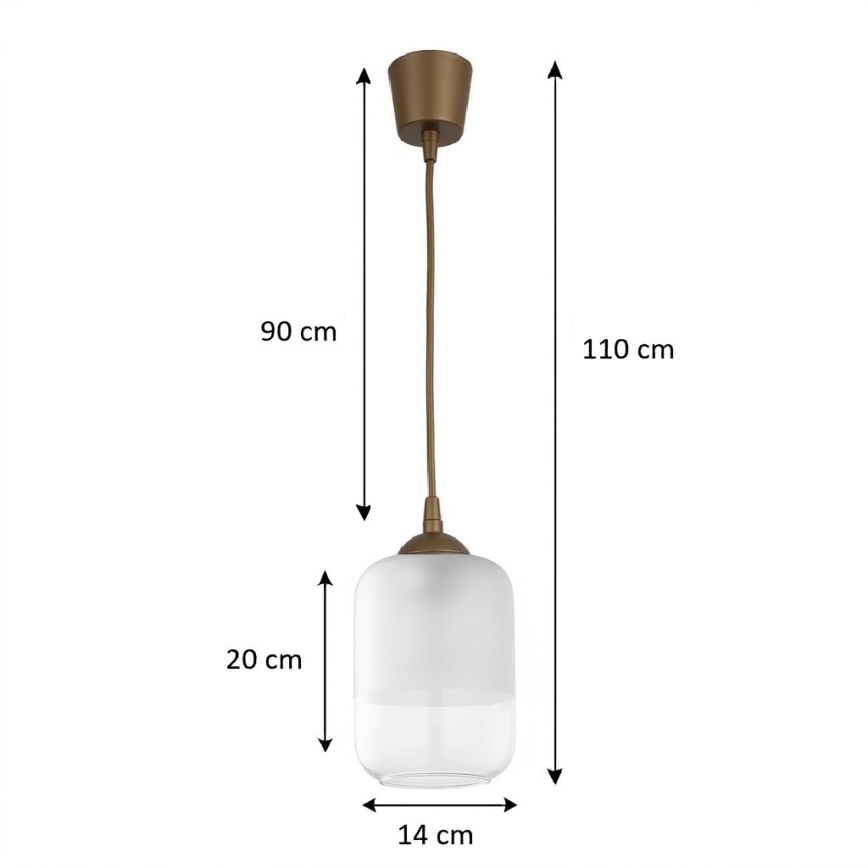 BRILAGI - Pendul LED suspendat pe cablu RETRO GLASS 1xE27/60W/230V Ø 14 cm maro/alb