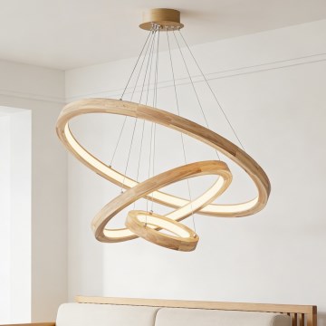 Brilagi - Pendul LED UMEA WOOD pe cablu, LED/45W/230V, Ø 60 cm, lemn