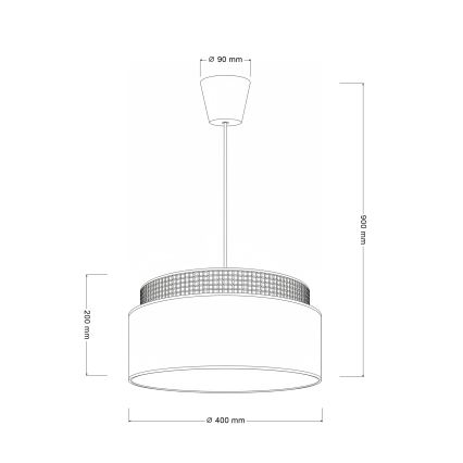 Brilagi - Pendul PADOVA cu cablu, 1xE27/60W/230V, Ø 40 cm, crem