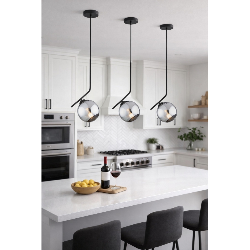 Brilagi - Pendul pe cablu DIOR 1xE27/60W/230V negru/gri fumuriu
