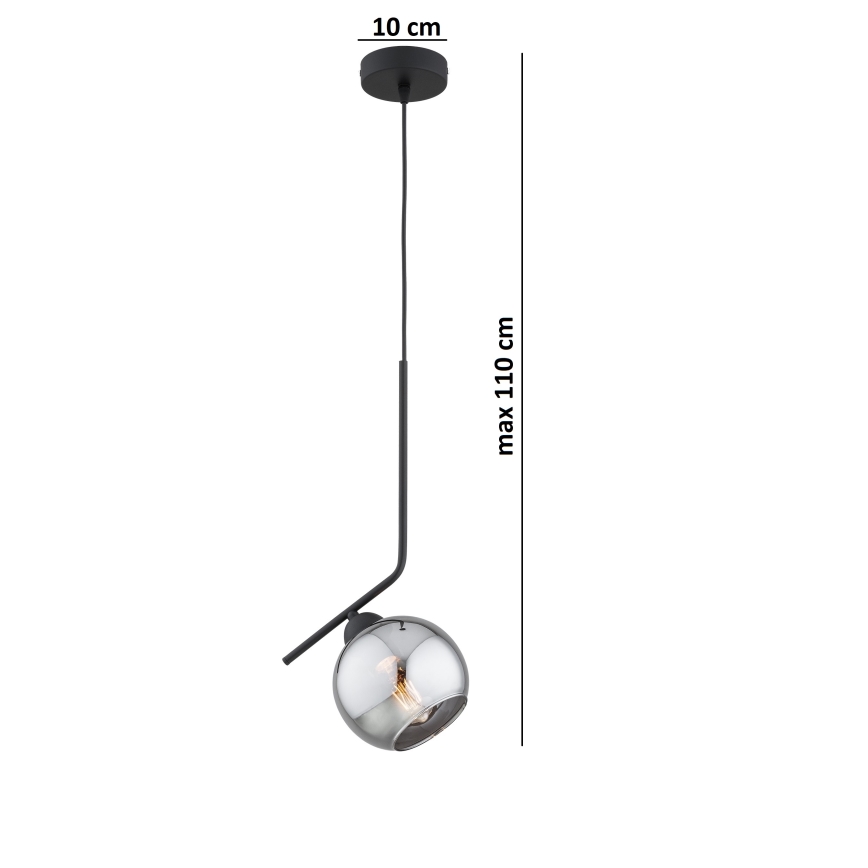 Brilagi - Pendul pe cablu DIOR 1xE27/60W/230V negru/gri fumuriu