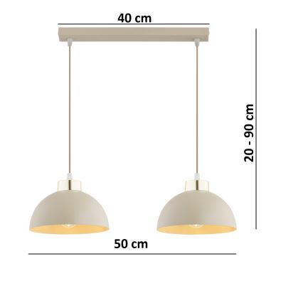 Brilagi - Pendul pe cablu MOON 2xE27/60W/230V bej/auriu