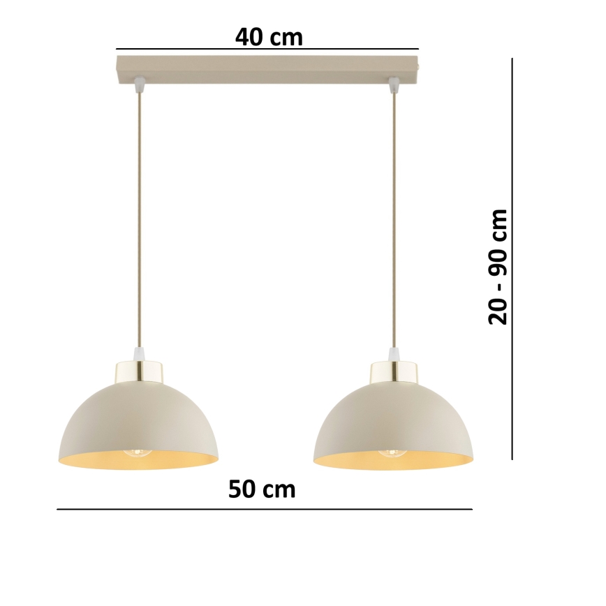 Brilagi - Pendul pe cablu MOON 2xE27/60W/230V bej/auriu