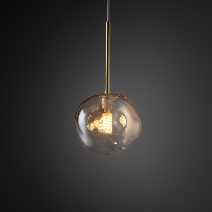 Brilagi - Pendul pe cablu VULCANO 1xG9/8W/230V auriu/bej fumuriu