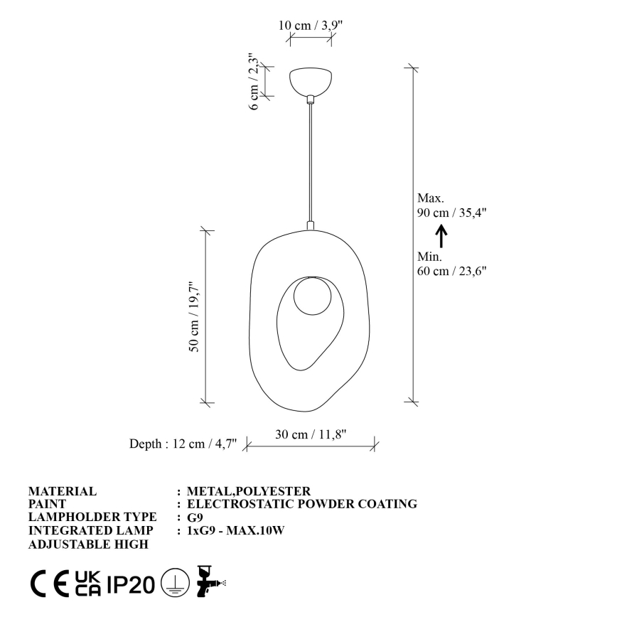 Brilagi - Pendul pe cablu WABI SABI 1xG9/8W/230V, alb