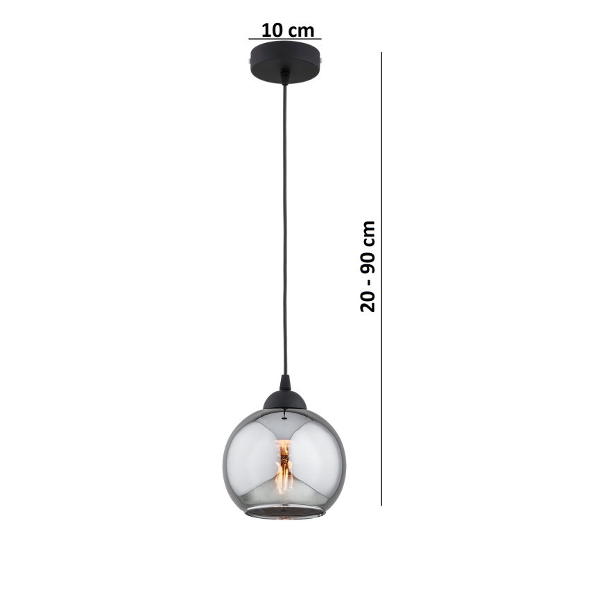 Brilagi - Pendul suspendat pe cablu DIOR 1xE27/60W/230V negru/gri fumuriu