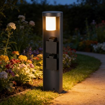 Brilagi PILLAR - Lampă de exterior cu 2 prize SCHUKO, 1x G9/11W/230V, IP44, antracit