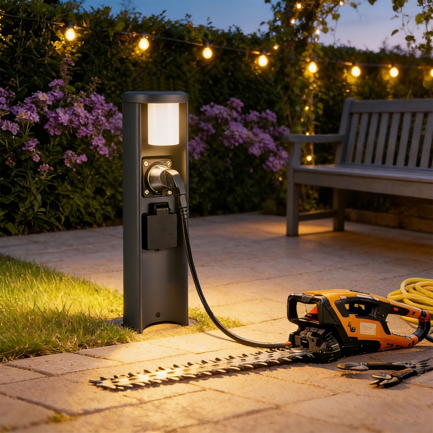 Brilagi PILLAR - Lampă de exterior cu 2 prize SCHUKO, 1x G9/11W/230V, IP44, antracit