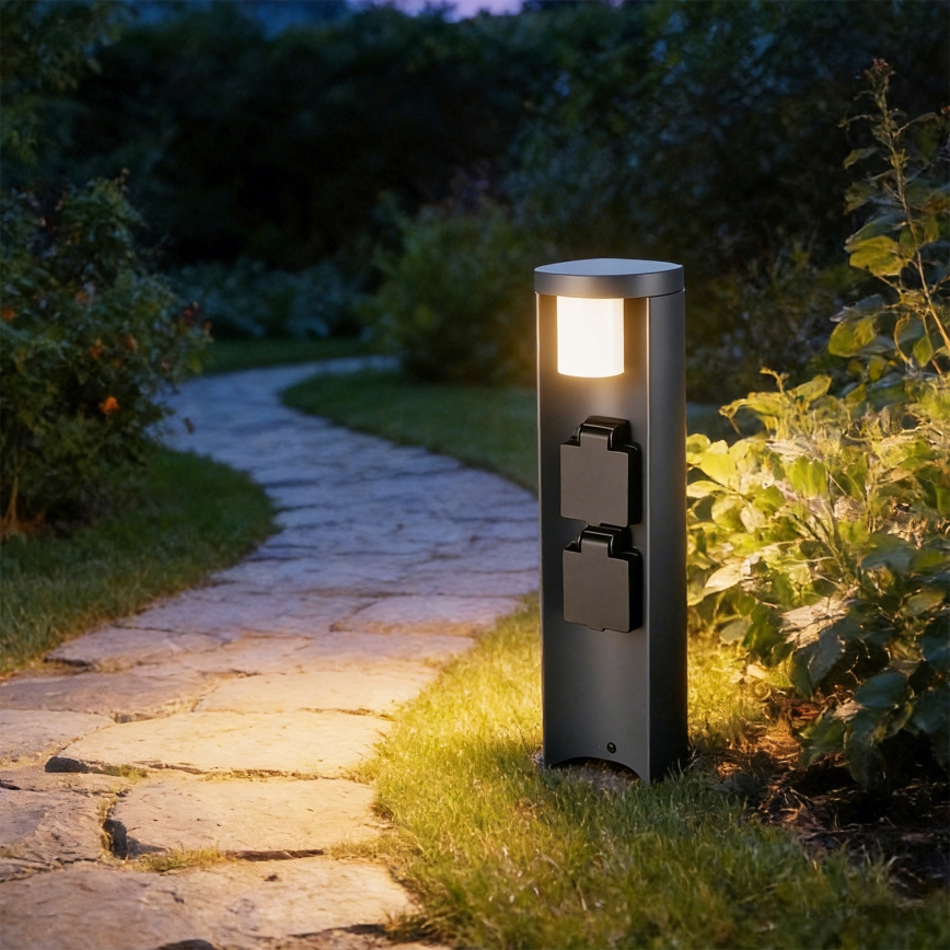 Brilagi PILLAR - Lampă de exterior cu 2 prize SCHUKO, 1x G9/11W/230V, IP44, antracit