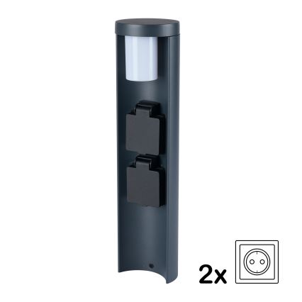 Brilagi PILLAR - Lampă de exterior cu 2 prize SCHUKO, 1x G9/11W/230V, IP44, antracit