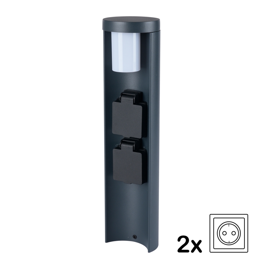 Brilagi PILLAR - Lampă de exterior cu 2 prize SCHUKO, 1x G9/11W/230V, IP44, antracit