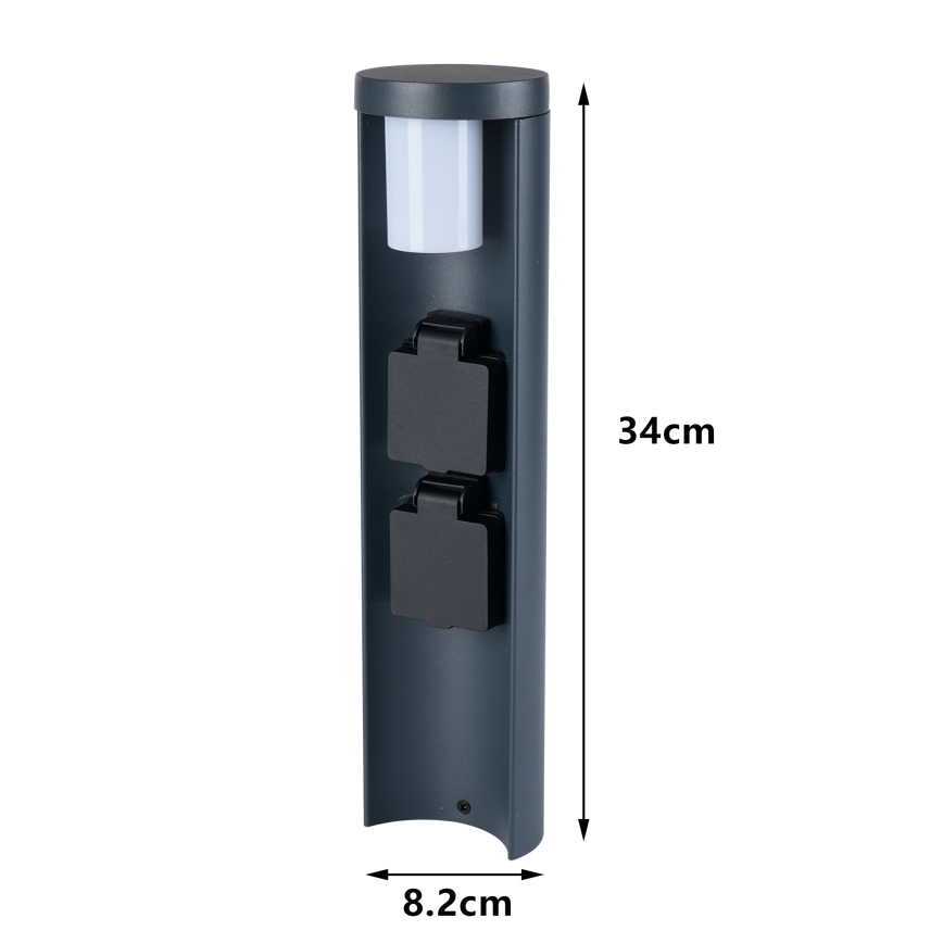 Brilagi PILLAR - Lampă de exterior cu 2 prize SCHUKO, 1x G9/11W/230V, IP44, antracit