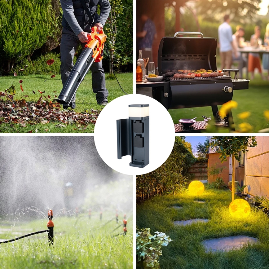 Brilagi - Lampă de exterior PILLAR cu 2 prize SCHUKO 1xG9/11W/230V IP44 antracit