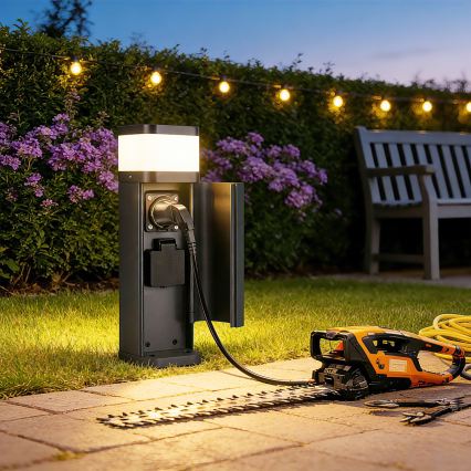 Brilagi - Lampă de exterior PILLAR cu 2 prize SCHUKO 1xG9/11W/230V IP44 antracit