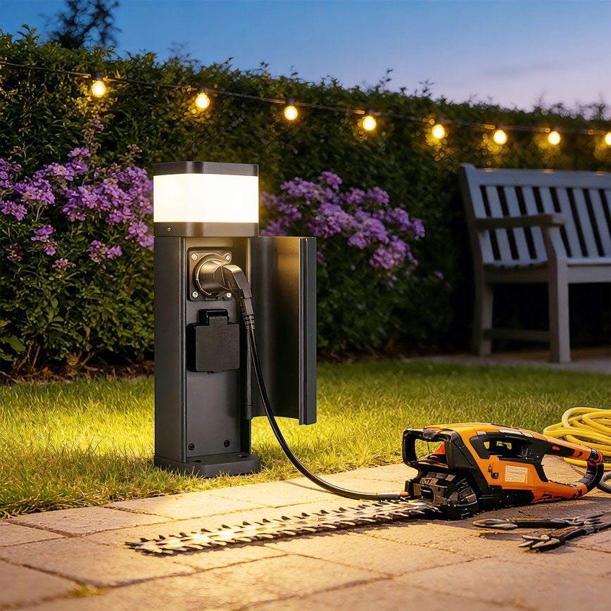 Brilagi - Lampă de exterior PILLAR cu 2 prize SCHUKO 1xG9/11W/230V IP44 antracit