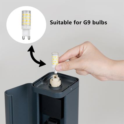 Brilagi - Lampă de exterior PILLAR cu 2 prize SCHUKO 1xG9/11W/230V IP44 antracit