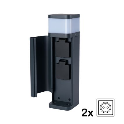 Brilagi - Lampă de exterior PILLAR cu 2 prize SCHUKO 1xG9/11W/230V IP44 antracit
