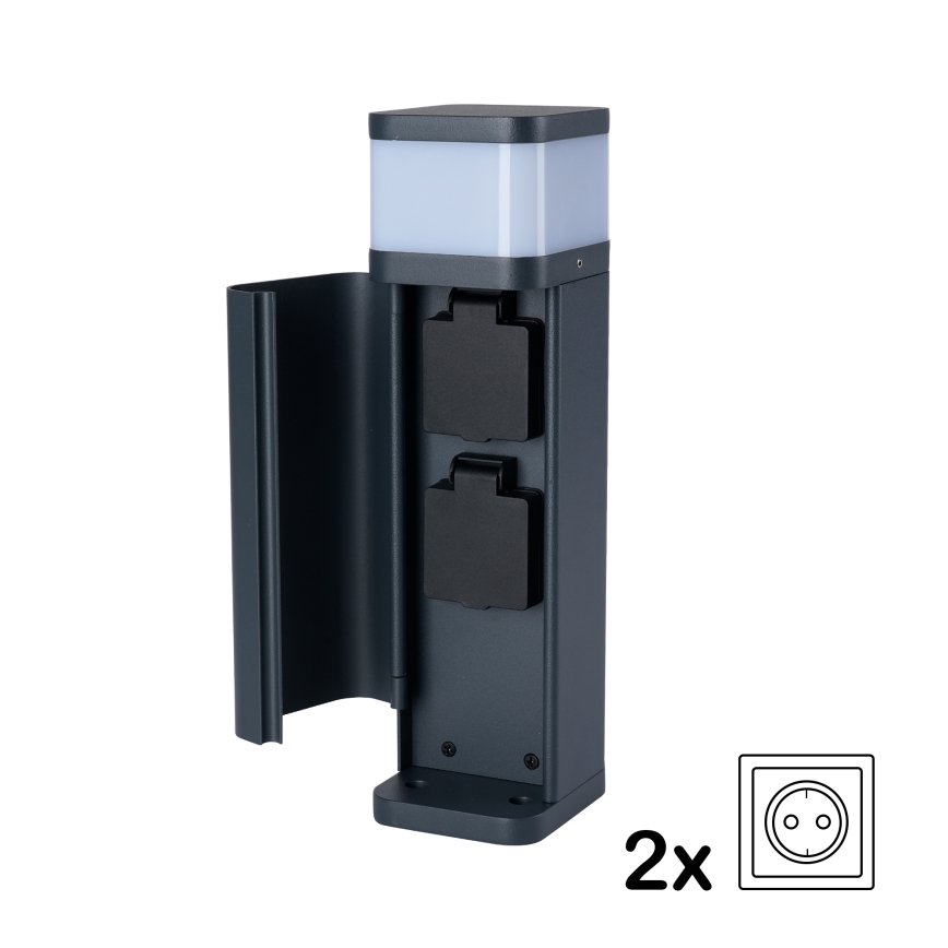 Brilagi - Lampă de exterior PILLAR cu 2 prize SCHUKO 1xG9/11W/230V IP44 antracit
