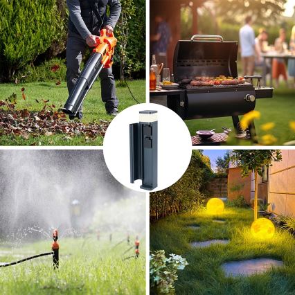 Brilagi - Lampă de exterior PILLAR cu 2 prize SCHUKO, 1xG9/11W/230V, IP44, antracit