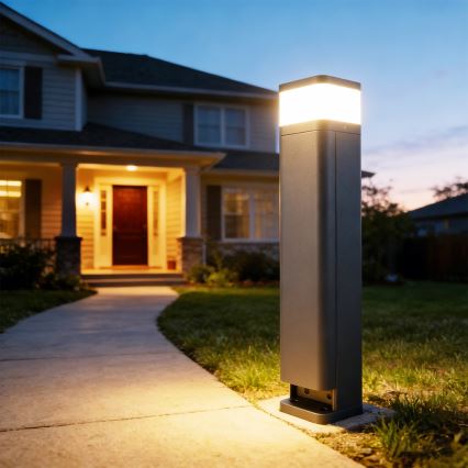 Brilagi - Lampă de exterior PILLAR cu 2 prize SCHUKO, 1xG9/11W/230V, IP44, antracit