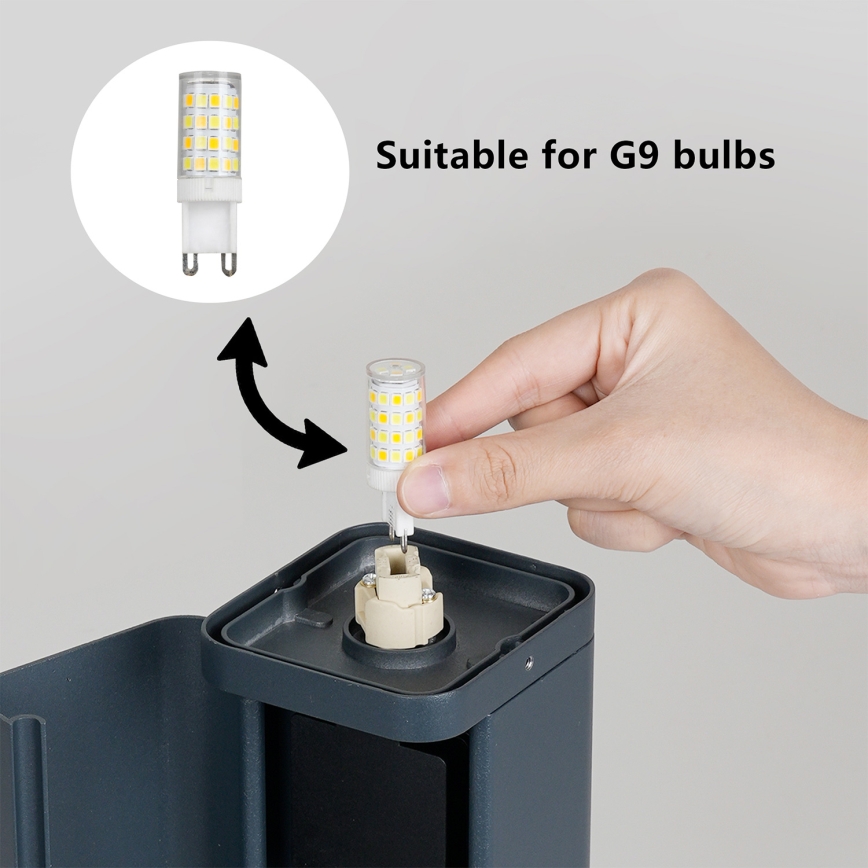 Brilagi - Lampă de exterior PILLAR cu 2 prize SCHUKO, 1xG9/11W/230V, IP44, antracit