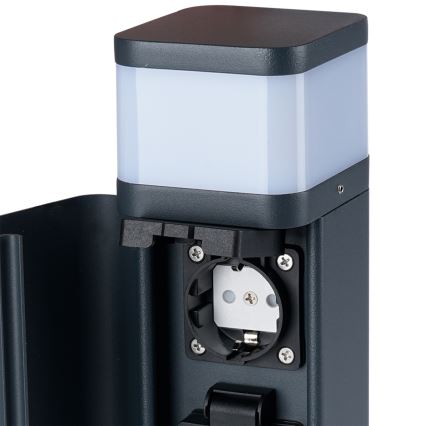 Brilagi - Lampă de exterior PILLAR cu 2 prize SCHUKO, 1xG9/11W/230V, IP44, antracit
