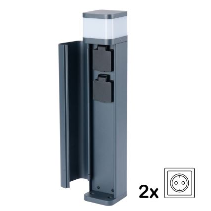 Brilagi - Lampă de exterior PILLAR cu 2 prize SCHUKO, 1xG9/11W/230V, IP44, antracit