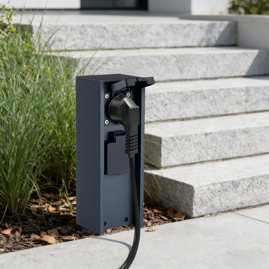Brilagi - PILLAR Stâlp exterior cu 2x prize Schuko, 230V, IP44, antracit
