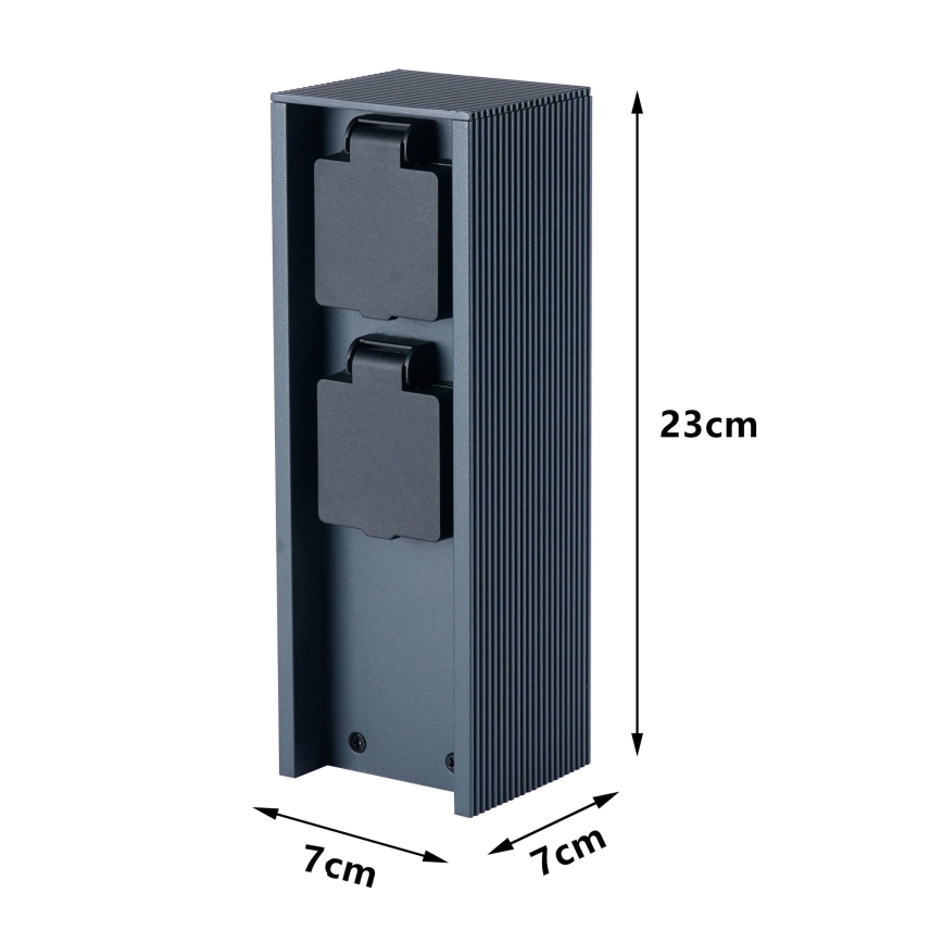Brilagi - PILLAR Stâlp exterior cu 2x prize Schuko, 230V, IP44, antracit