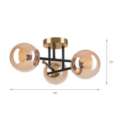 Brilagi - Plafonier aplicat MALIVA 3xE14/15W/230V auriu