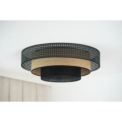 Brilagi - Plafonier LED DAKOTA LUNETA LED/12W/230V diametru 60 cm 3000K/4000K/6400K negru/ratan