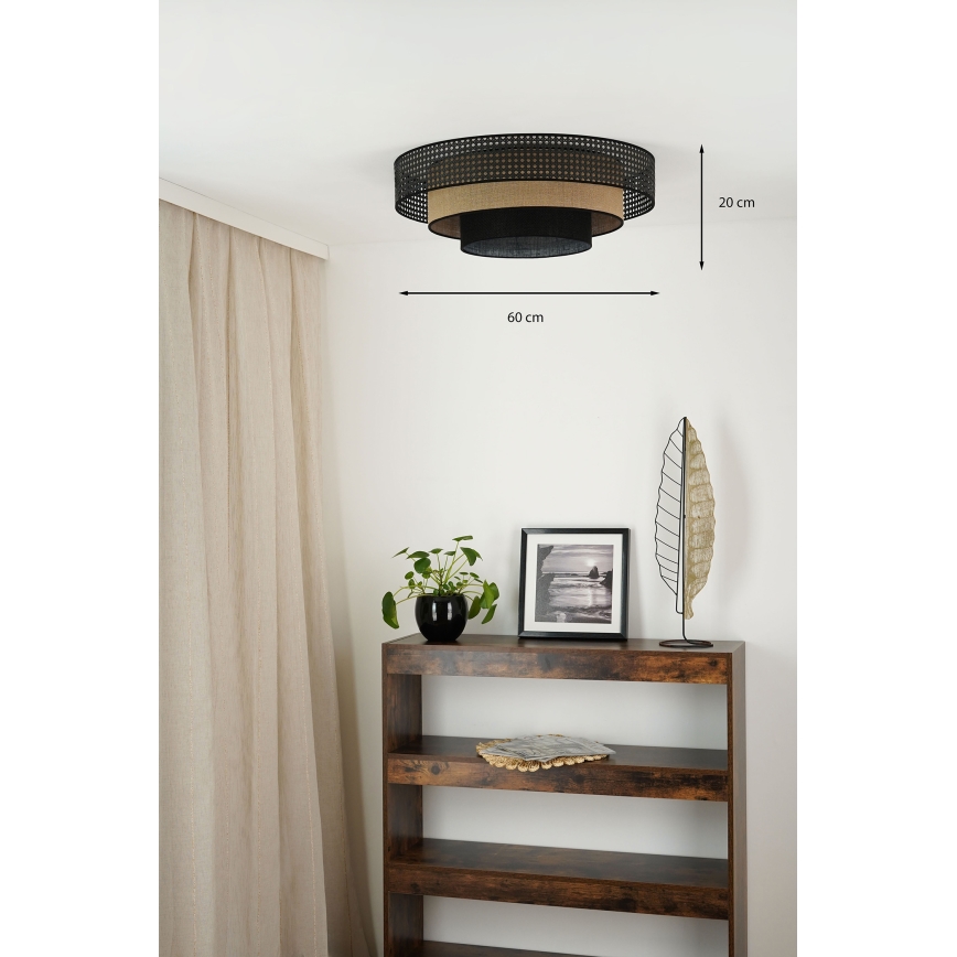 Brilagi - Plafonier LED DAKOTA LUNETA LED/12W/230V diametru 60 cm 3000K/4000K/6400K negru/ratan