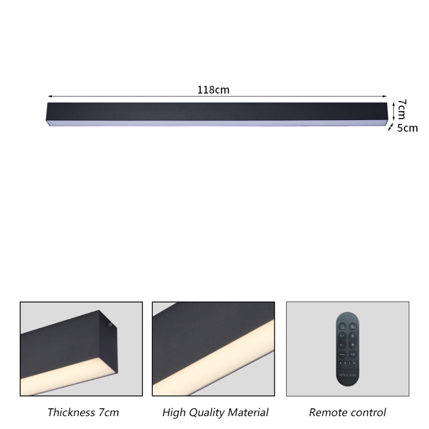 Brilagi - Plafonieră LED dimabilă SLEEKLINE SMART LED/40W/230V 3000-6000K Wi-Fi Tuya neagră + telecomandă