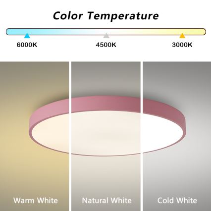 Brilagi Plafonieră LED POOL, 60 W, 230 V, 3000/4000/6000 K, Ø 60 cm, roz